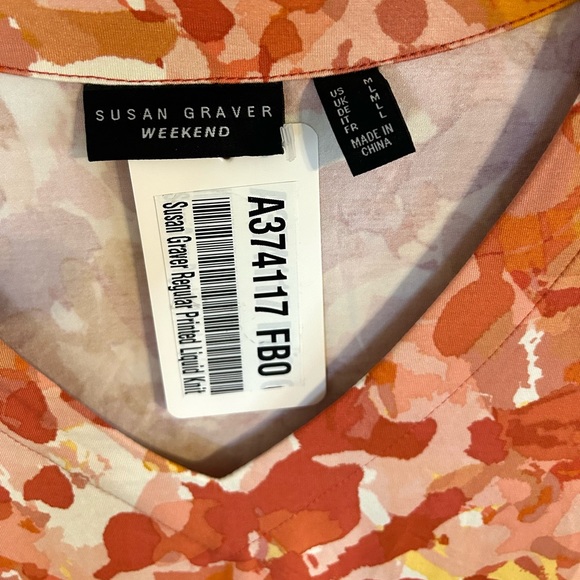 NWT Susan Graver Gold Print Tunic Top- Medium - Picture 4 of 8